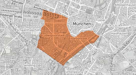 Mietspiegelkarte München Ludwigsvorstadt Isarvorstadt